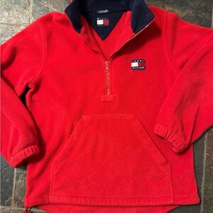 Vintage 90’s Tommy Hilfiger Red Quarter-Zip Fleece Pullover